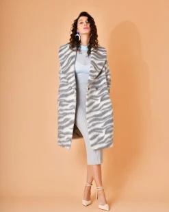 La Piscine Paris Manteau en laine et alpaga à imprimé animalier Peserico*Femme Manteaux