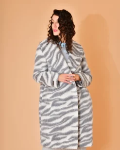 La Piscine Paris Manteau en laine et alpaga à imprimé animalier Peserico*Femme Manteaux