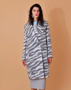 La Piscine Paris Manteau en laine et alpaga à imprimé animalier Peserico*Femme Manteaux