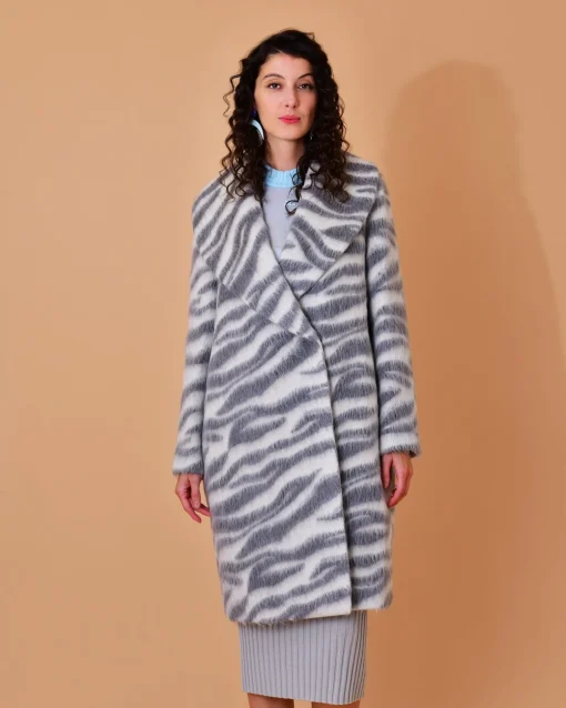 La Piscine Paris Manteau en laine et alpaga à imprimé animalier Peserico*Femme Manteaux