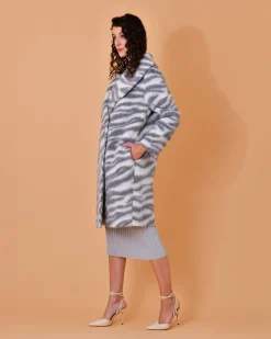 La Piscine Paris Manteau en laine et alpaga à imprimé animalier Peserico*Femme Manteaux