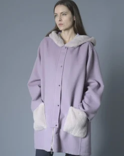 La Piscine Paris Manteau en laine et cachemire à empiècements en fourrure Manzoni 24*Femme Manteaux