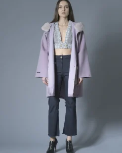 La Piscine Paris Manteau en laine et cachemire à empiècements en fourrure Manzoni 24*Femme Manteaux