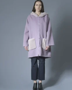 La Piscine Paris Manteau en laine et cachemire à empiècements en fourrure Manzoni 24*Femme Manteaux