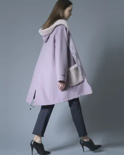 La Piscine Paris Manteau en laine et cachemire à empiècements en fourrure Manzoni 24*Femme Manteaux