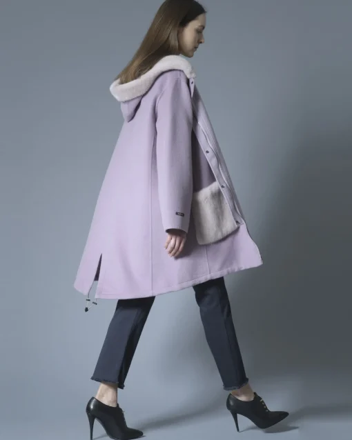 La Piscine Paris Manteau en laine et cachemire à empiècements en fourrure Manzoni 24*Femme Manteaux