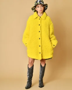 La Piscine Paris Manteau en laine et coton bouclé T-Coat*Femme Manteaux