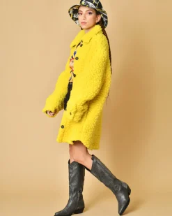 La Piscine Paris Manteau en laine et coton bouclé T-Coat*Femme Manteaux