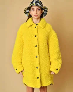 La Piscine Paris Manteau en laine et coton bouclé T-Coat*Femme Manteaux