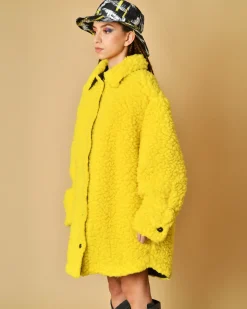 La Piscine Paris Manteau en laine et coton bouclé T-Coat*Femme Manteaux