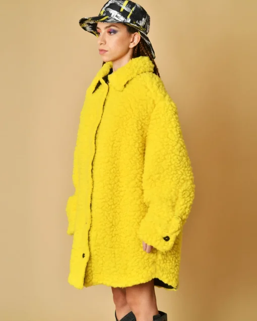 La Piscine Paris Manteau en laine et coton bouclé T-Coat*Femme Manteaux
