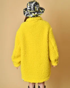 La Piscine Paris Manteau en laine et coton bouclé T-Coat*Femme Manteaux