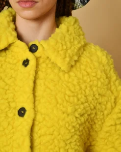 La Piscine Paris Manteau en laine et coton bouclé T-Coat*Femme Manteaux