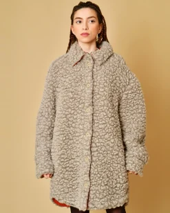 La Piscine Paris Manteau en laine et coton bouclé T-Coat*Femme Manteaux
