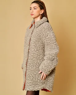 La Piscine Paris Manteau en laine et coton bouclé T-Coat*Femme Manteaux