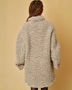 La Piscine Paris Manteau en laine et coton bouclé T-Coat*Femme Manteaux