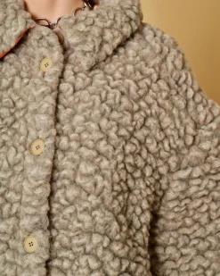 La Piscine Paris Manteau en laine et coton bouclé T-Coat*Femme Manteaux