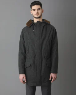 La Piscine Paris Manteau en laine grise fourré à capuche Pal Zileri*Homme Manteaux