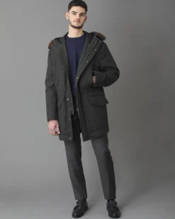 La Piscine Paris Manteau en laine grise fourré à capuche Pal Zileri*Homme Manteaux