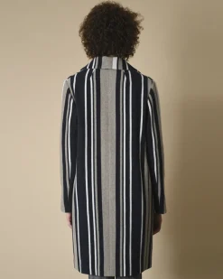 La Piscine Paris Manteau en laine mélangé à rayures et franges en daim Mouche*Femme Manteaux