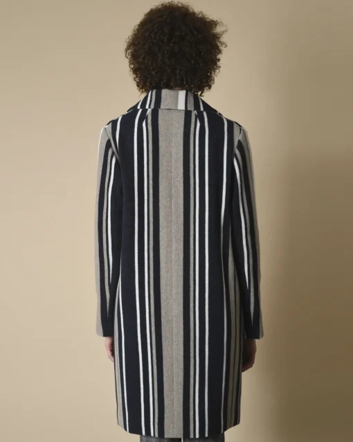 La Piscine Paris Manteau en laine mélangé à rayures et franges en daim Mouche*Femme Manteaux