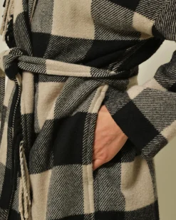 La Piscine Paris Manteau en laine mélangée à carreaux et franges Diega*Femme Manteaux