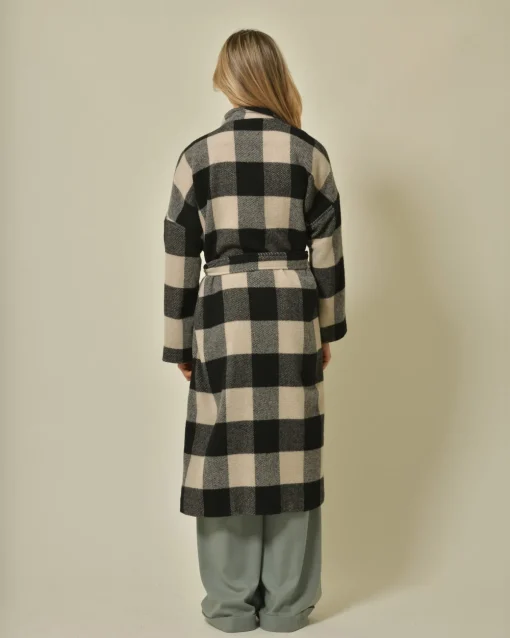 La Piscine Paris Manteau en laine mélangée à carreaux et franges Diega*Femme Manteaux