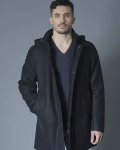 La Piscine Paris Manteau en laine mélangée à capuche amovible Palto*Homme Manteaux