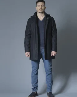 La Piscine Paris Manteau en laine mélangée à capuche amovible Palto*Homme Manteaux