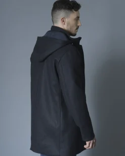 La Piscine Paris Manteau en laine mélangée à capuche amovible Palto*Homme Manteaux