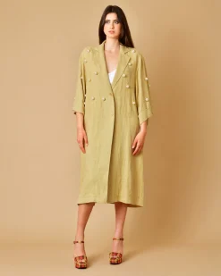 La Piscine Paris Manteau en lin à empiècements en perles Forte Forte*Femme Manteaux