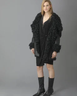 La Piscine Paris Manteau en peau lainée à col châle oversize Plein Sud*Femme Manteaux