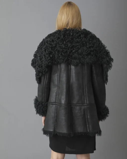 La Piscine Paris Manteau en peau lainée à col châle oversize Plein Sud*Femme Manteaux