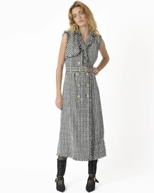 La Piscine Paris Manteau en tweed à ceinture Edward Achour*Femme Manteaux