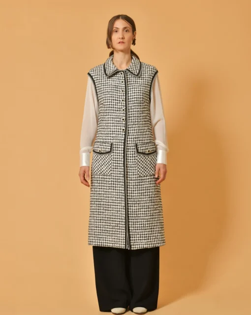 La Piscine Paris Manteau en tweed blanc et sans manches Edward Achour*Femme Manteaux