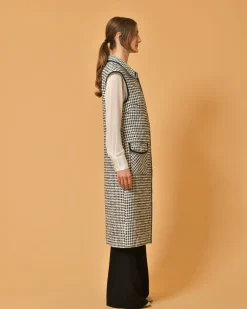 La Piscine Paris Manteau en tweed blanc et sans manches Edward Achour*Femme Manteaux