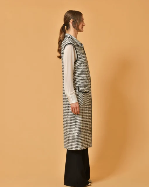 La Piscine Paris Manteau en tweed blanc et sans manches Edward Achour*Femme Manteaux