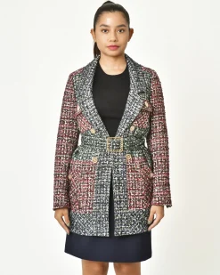 La Piscine Paris Manteau en tweed ceinturé Edward Achour*Femme Manteaux
