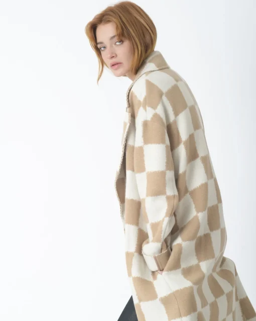 La Piscine Paris Manteau long à carreaux Mouche*Femme Manteaux
