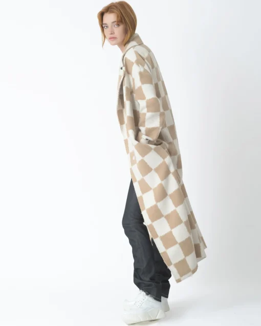 La Piscine Paris Manteau long à carreaux Mouche*Femme Manteaux