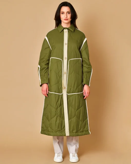 La Piscine Paris Manteau matelassé olive imperméable T_Coat*Femme Manteaux
