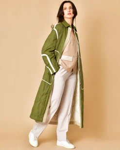 La Piscine Paris Manteau matelassé olive imperméable T_Coat*Femme Manteaux