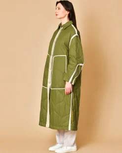 La Piscine Paris Manteau matelassé olive imperméable T_Coat*Femme Manteaux