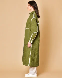 La Piscine Paris Manteau matelassé olive imperméable T_Coat*Femme Manteaux