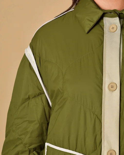 La Piscine Paris Manteau matelassé olive imperméable T_Coat*Femme Manteaux