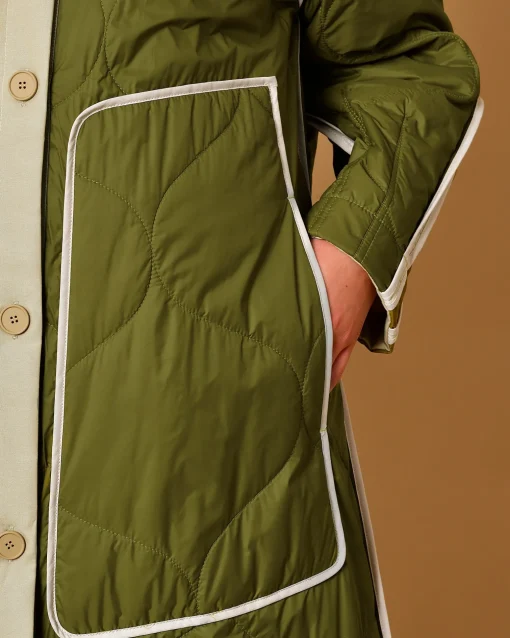 La Piscine Paris Manteau matelassé olive imperméable T_Coat*Femme Manteaux
