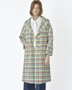 La Piscine Paris Manteau pied de poule jaune fluo et Mouche*Femme Manteaux
