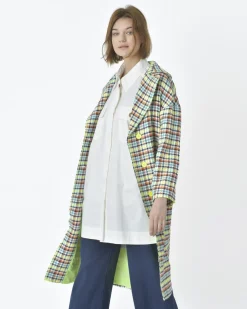 La Piscine Paris Manteau pied de poule jaune fluo et Mouche*Femme Manteaux