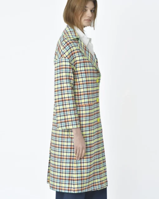 La Piscine Paris Manteau pied de poule jaune fluo et Mouche*Femme Manteaux