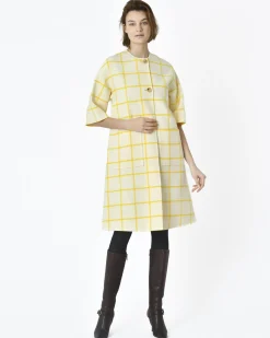 La Piscine Paris Manteau réversible blanc jauni à carreaux jaunes Sorelle Secli*Femme Manteaux